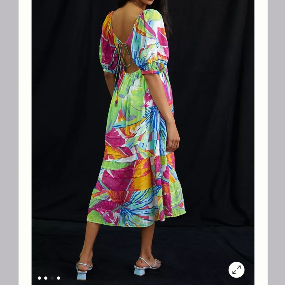 Anthropologie + Farm Rio Rainbow Leaves Midi Dress - Picture 3 of 9